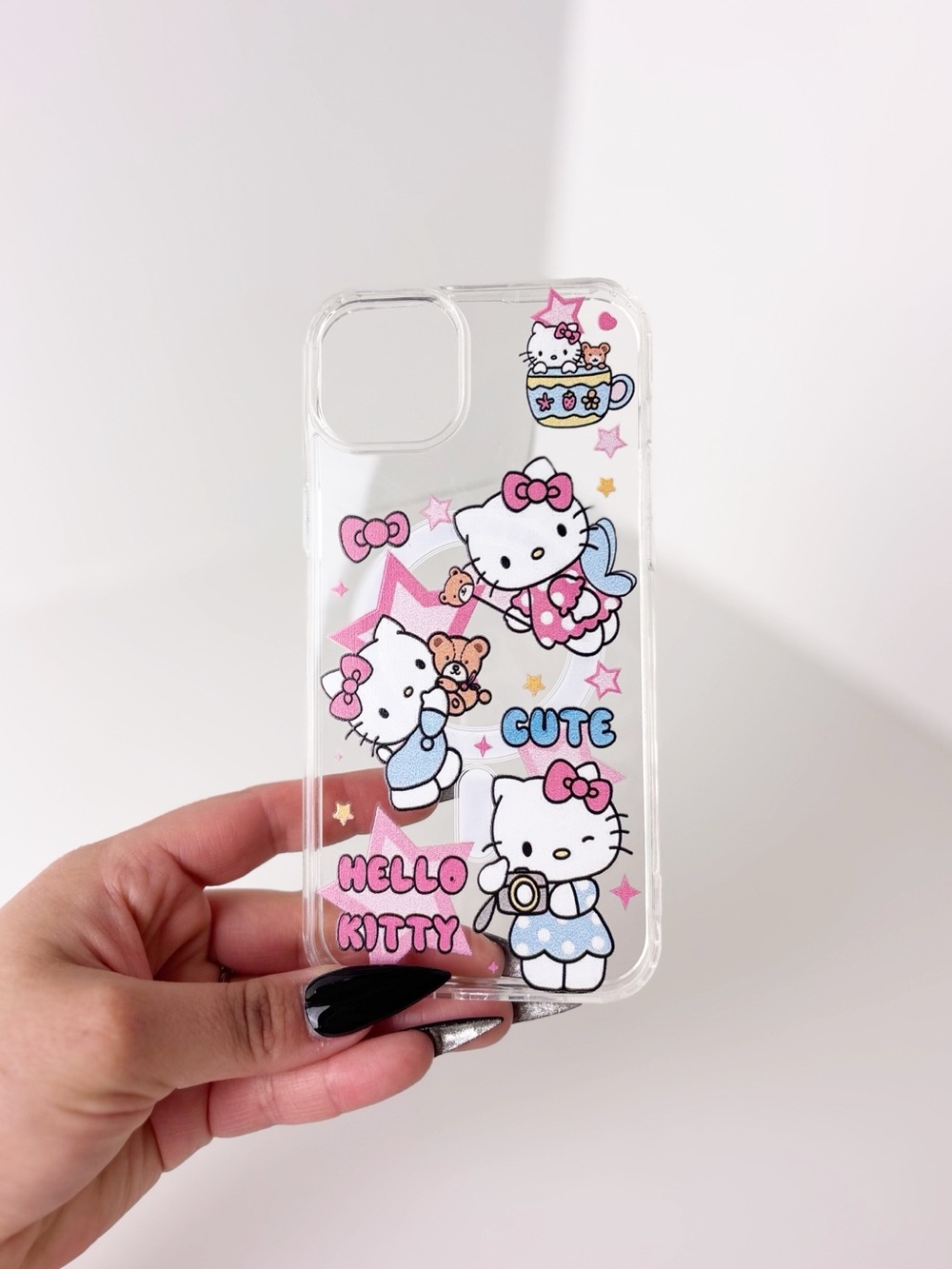 NWT Sanrio Hello Kitty Cute Cartoon Clear Pink Magsafe Case For iPhone 15 Plus